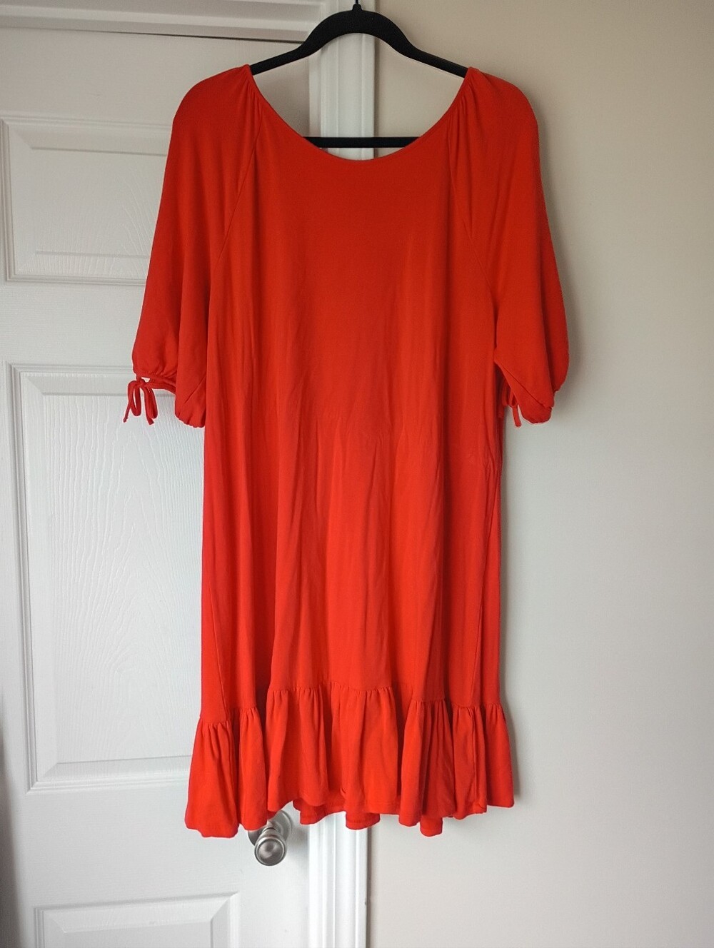 Betsey Johnson Bright Orange Ruffle Hem Shift Dress